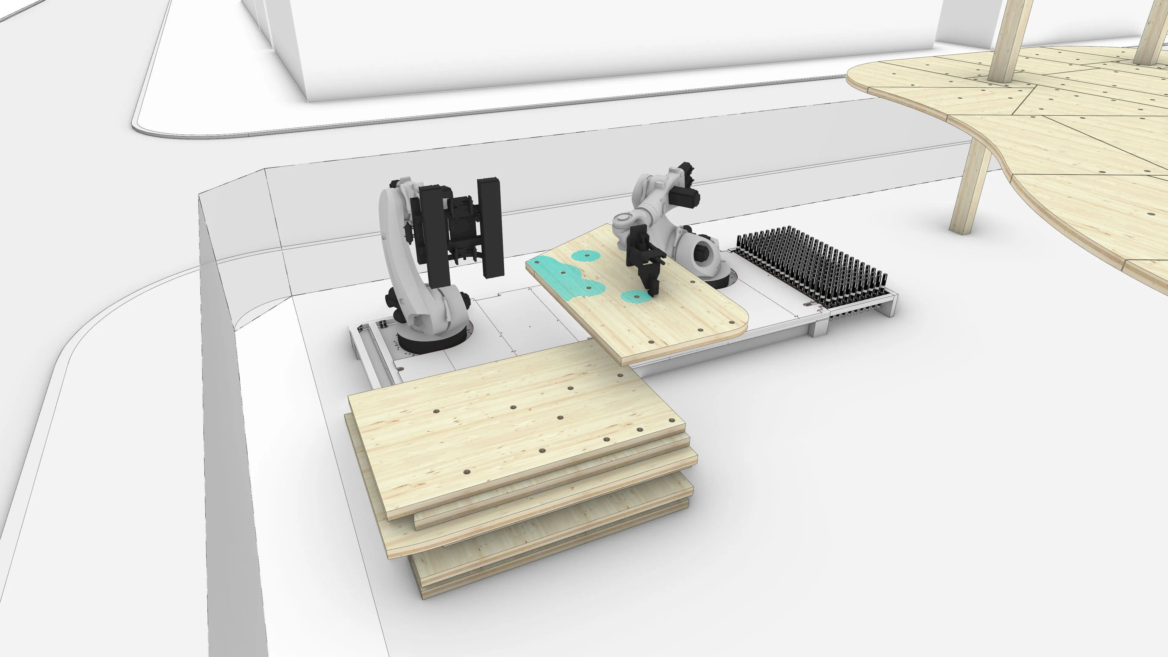 Figure 43 - Afterwards, robot B will proceed with applying the glue onto the panel.
