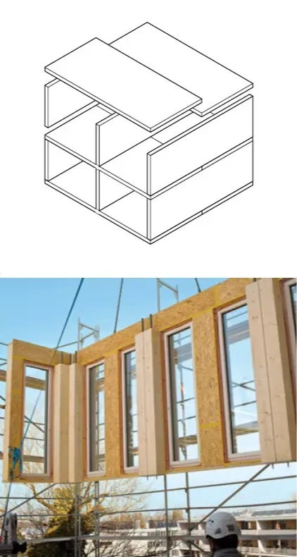 Figure 11b - Prefabrication of planar elements, LifeCycle Office Tower (LCT One), Dornbirn (AT) 2012, Architekten Hermann Kaufmann.
